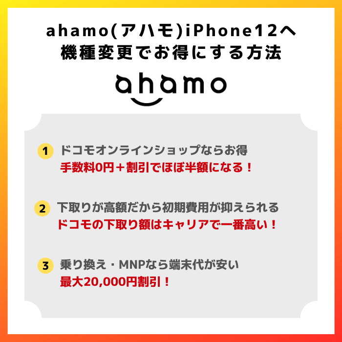 ahamo(アハモ)でiPhone12へ機種変更をお得にする方法