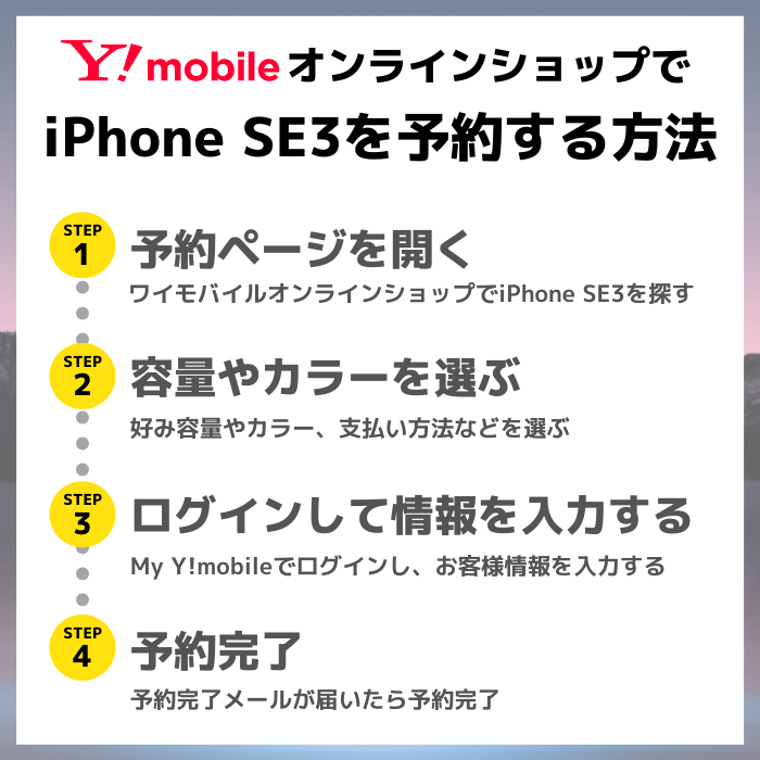 ワイモバイルでiPhone SE3を予約する流れ