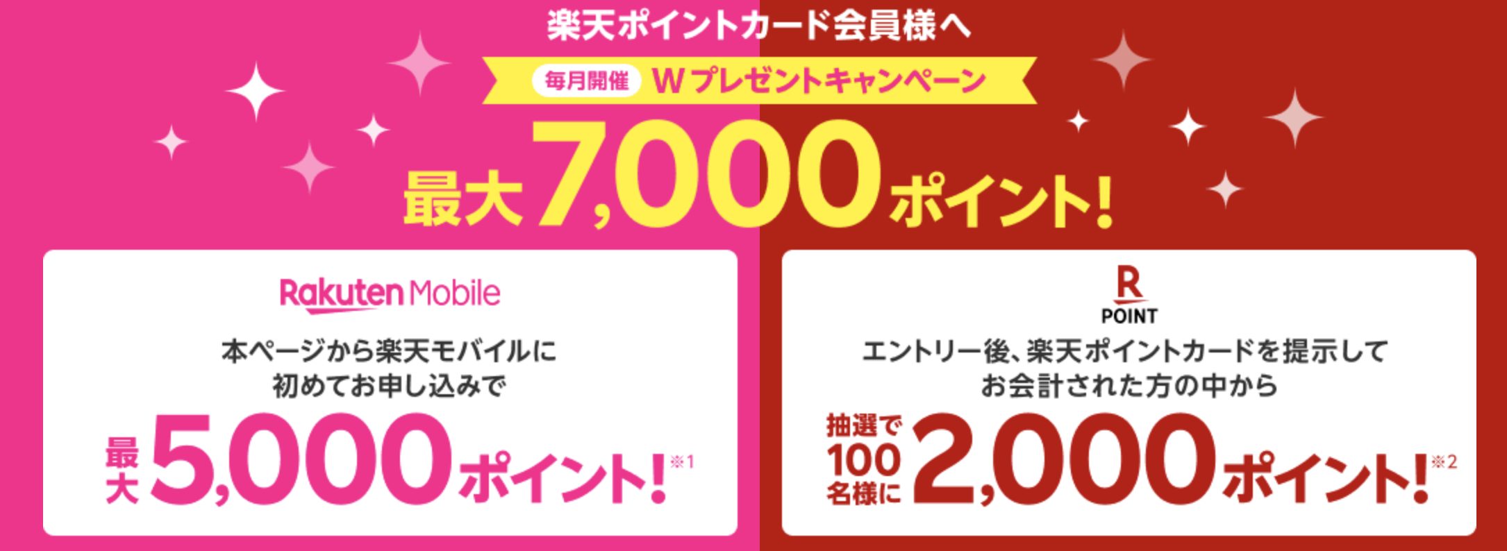 【毎月開催】楽天モバイル初めてのお申し込みで2,000ポイントプレゼントキャンペーン